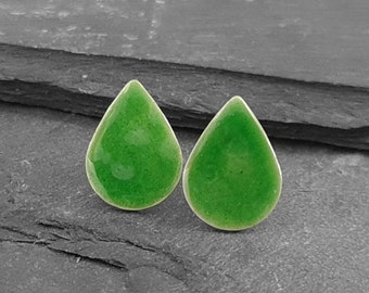 Colourful Drop Stud Earrings in sterling Silver with Vitreous Enamel