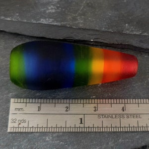 Rainbow Light Pull in handmade lampwork glass, roygbiv gradient fan pull, cord pull image 6