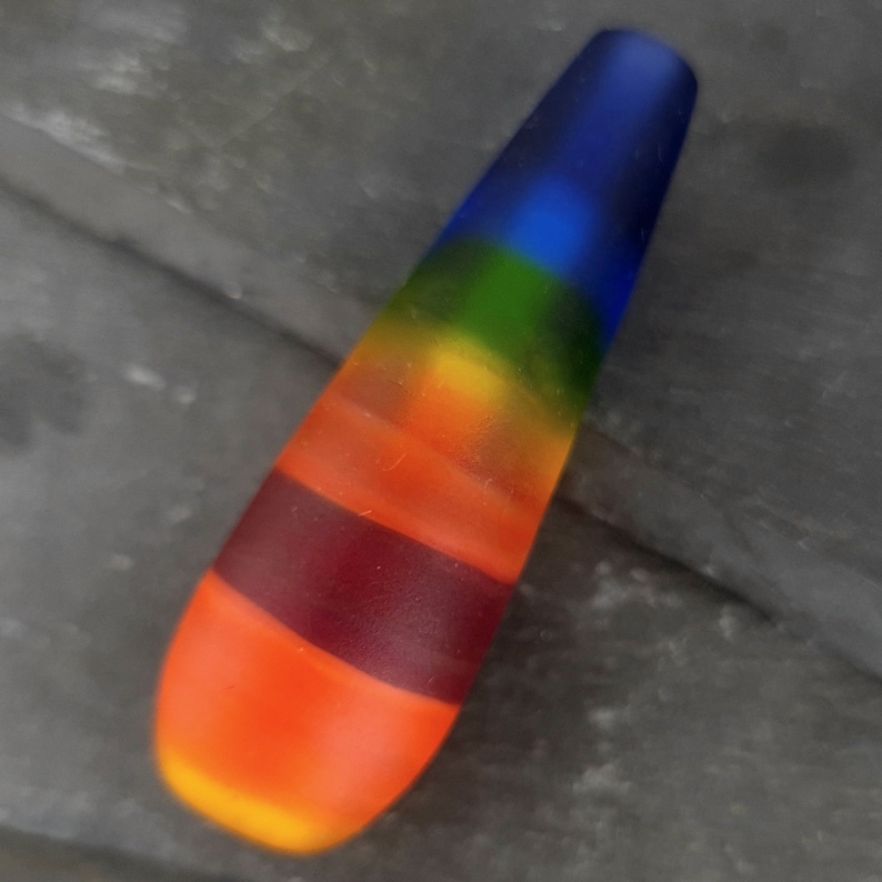 Rainbow Light Pull in handmade lampwork glass, roygbiv gradient fan pull, cord pull Rainbow Red