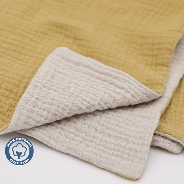 Organic Blanket [4-layers] - Tan & Oat Cotton Gauze Baby Blanket/ Toddler Muslin Blanket/ Security Blanket/Baby Shower Gift/ Newborn Lovey