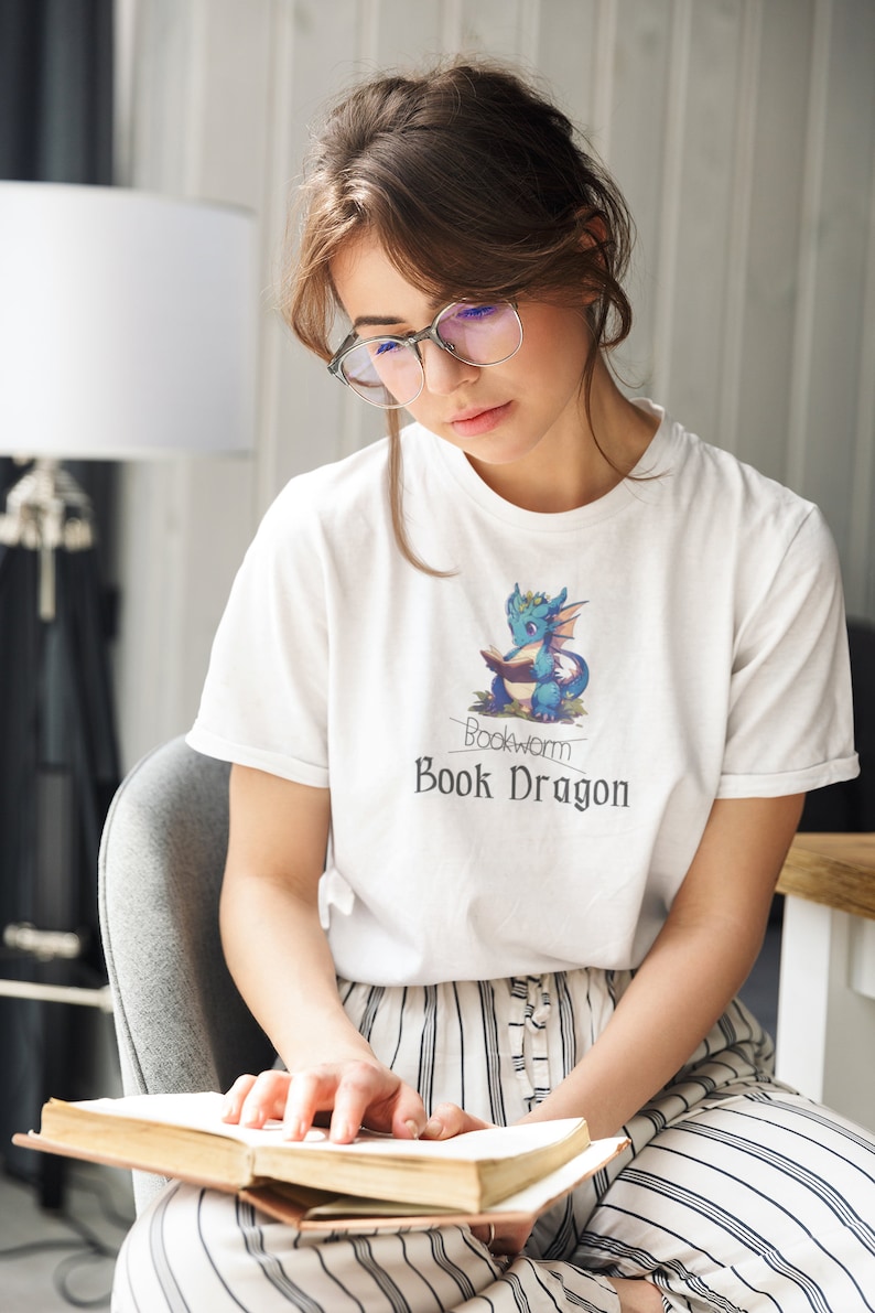 Book Dragon Tshirt Etsy