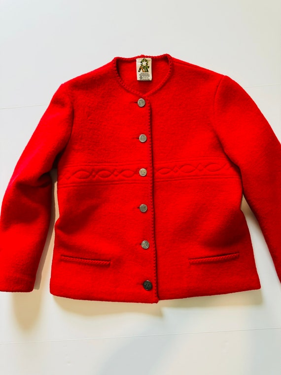Vintage Red Wool Blazer Made in Germany