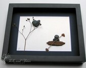 Unique Nautical Themed Artwork - Pebble Art - Kayak Themed Art -  Kayak Stone Art