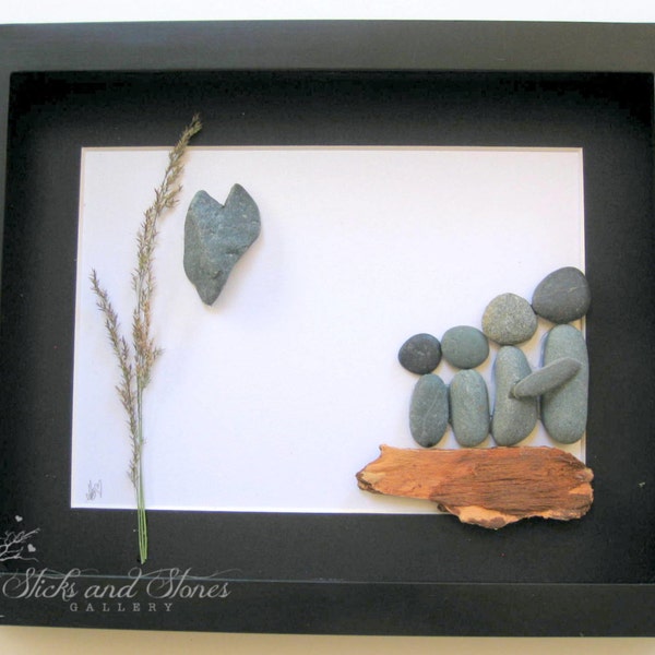 Unique Family Gifts -SticksnStone Custom Designs - Pebble Art Family Gift - Customized Family Art Work - Beach Stone Art - Family of Four