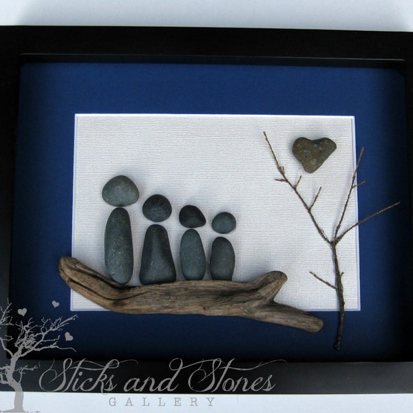 Christmas Gift For Family - Unique Pebble Art - Personalized Stone Family Gift - Unique Family of Four Gift- Gifts for Families- Home Decor