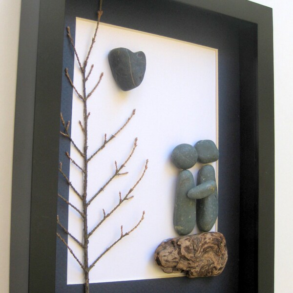 Unique Engagement Gift- Personalized Couple's Gift -  Pebble Art -