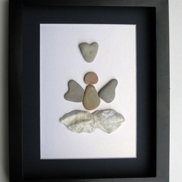 RESERVED for Nancy - Pebble Art Angel - Special Edition Angel Design- Memorial Art - Motivational Gift - Unique Pebble Art - Angel Art