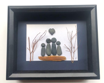 Family Christmas Gift Family Christmas Pebble Art Family Gifts for Family Pebble Art Gift For Family Personalized Coastal Gift Anniversary