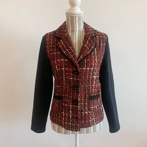 Giacca Tweed Donna – Senza Colletto, Maniche Lunghe, Open Front, Tasche, Elegante, Per Ufficio E Tempo Libero - 5