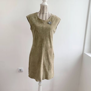 summer brunch dresses Brown Suede Eleanor Mini Pinafore Dress