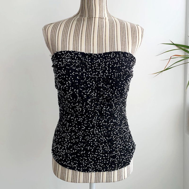 Beaded lace hem corset top
