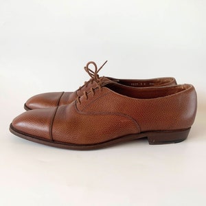 Church's Brown Leather Oxford Shoes for Women 39 1/2, Vintage 80s Dress Lace Up Shoes, Dandy Leather Tie Up Shoes, Elegant Cap Toe Brogues