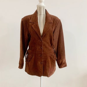 Vintage 80s Oversized Suede Leather Jacket Size 38 M/L, Camel Brown Long Suede Jacket, Women&#39;s Baggy Duster Jacket, Relaxed Boho Suede Coat