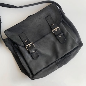 Cartera grande vintage de cuero negro, bolso bandolera de gamuza suave, bolso cruzado de gran tamaño con asa superior, bolso de mano para el trabajo universitario, bolso de mano de negocios