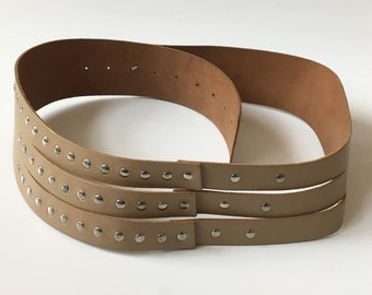 Tan Beige Leather Studded Belt for Women, Rock Chic Asymmetrical Belt With Silver Studs, Statement Biker Waist Belt for Women, Wide Hip Belt