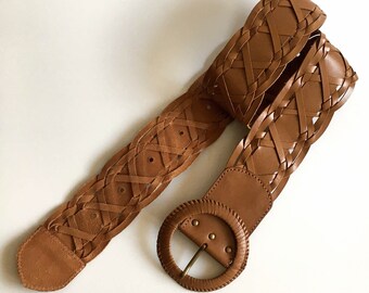 Vintage Camel Suede Belt, Tie Belt for Women With Tassels  display picture 2
