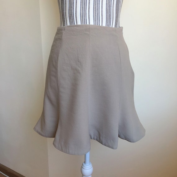 Emporio Armani 80s Short Tulip Skirt, Vintage Fit and Flare Skirt, Beige Mini Skirt, Wool Skater Skirt, Elegant Skirt, Women Office Wear,
