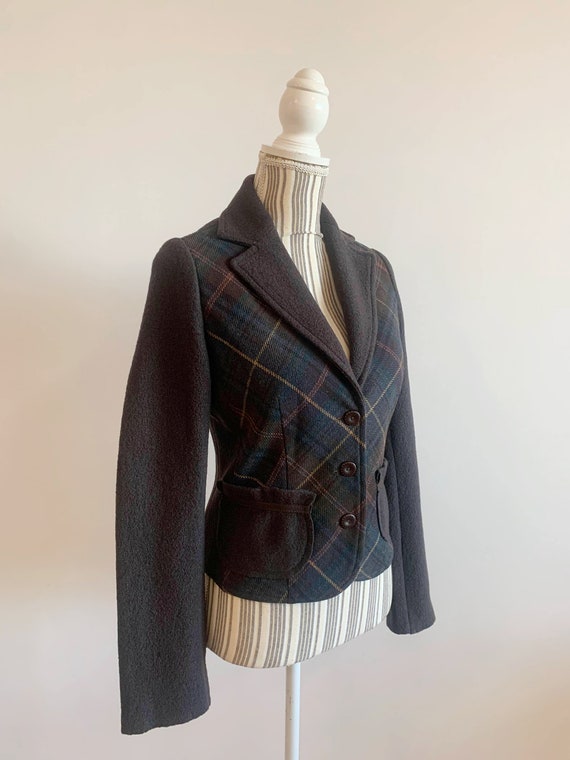 Plaid Tweed Sweater Blazer for Women Size XS, Vin… - image 4