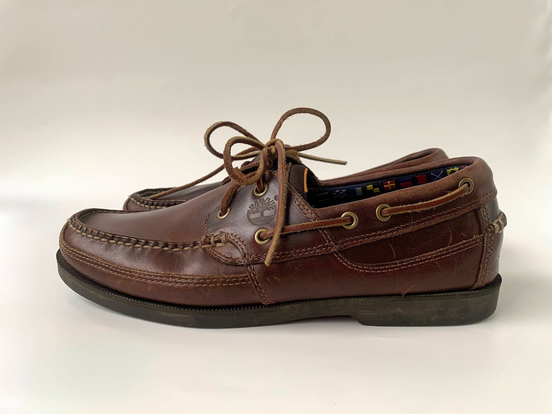 Buy Vintage Timberland Boat Shoes for Men Size EU UK 9, Brown  Deck Shoes, Nautical Loafers, Leather Top Siders, Lace up Moccasins Online  in