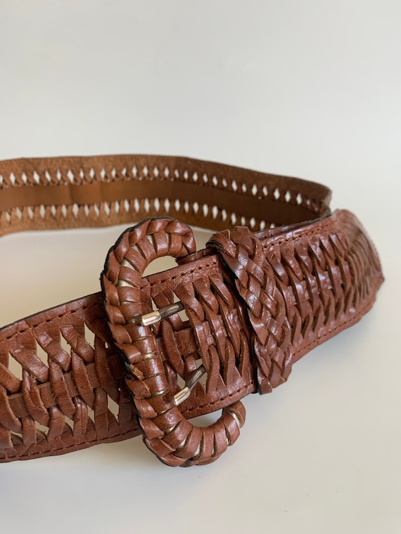 Distressed Brown Leather Braided Belt, Woven Wide Waist Belt for Women,  Boho Chic Hip Belt With D Ring Buckle, Genuine Leather Hippie Belt -   Canada