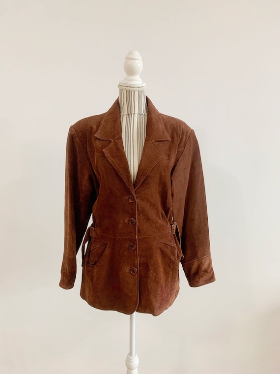 Vintage 80s Oversized Suede Leather Jacket Size 38 M/L, Camel Brown Long Suede Jacket, Women's Baggy Duster Jacket, Relaxed Boho Suede Coat