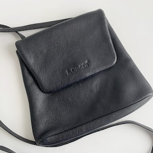 Sac bandoulière en cuir noir, petite enveloppe, petit sac messager, sac à main en cuir véritable, mini cartable, sacoche en cuir des années 80