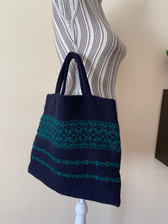 Handwoven Tribal Kilim Bag, Woven Wool Carpet Pur… - image 4