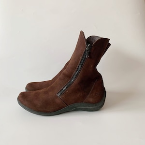 Franse vintage Arche schoenen maat UK 3 1/2 US 5 1/2 EUR 36, bruine leren enkellaarsjes voor vrouwen, zachte suède laarzen, comfortabele laarsjes