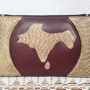 Cartera de mano fina de piel de serpiente, bolso vintage de piel auténtica en marrón, beige y tostado, cartera tipo sobre con diseño de reptil de los años 70
