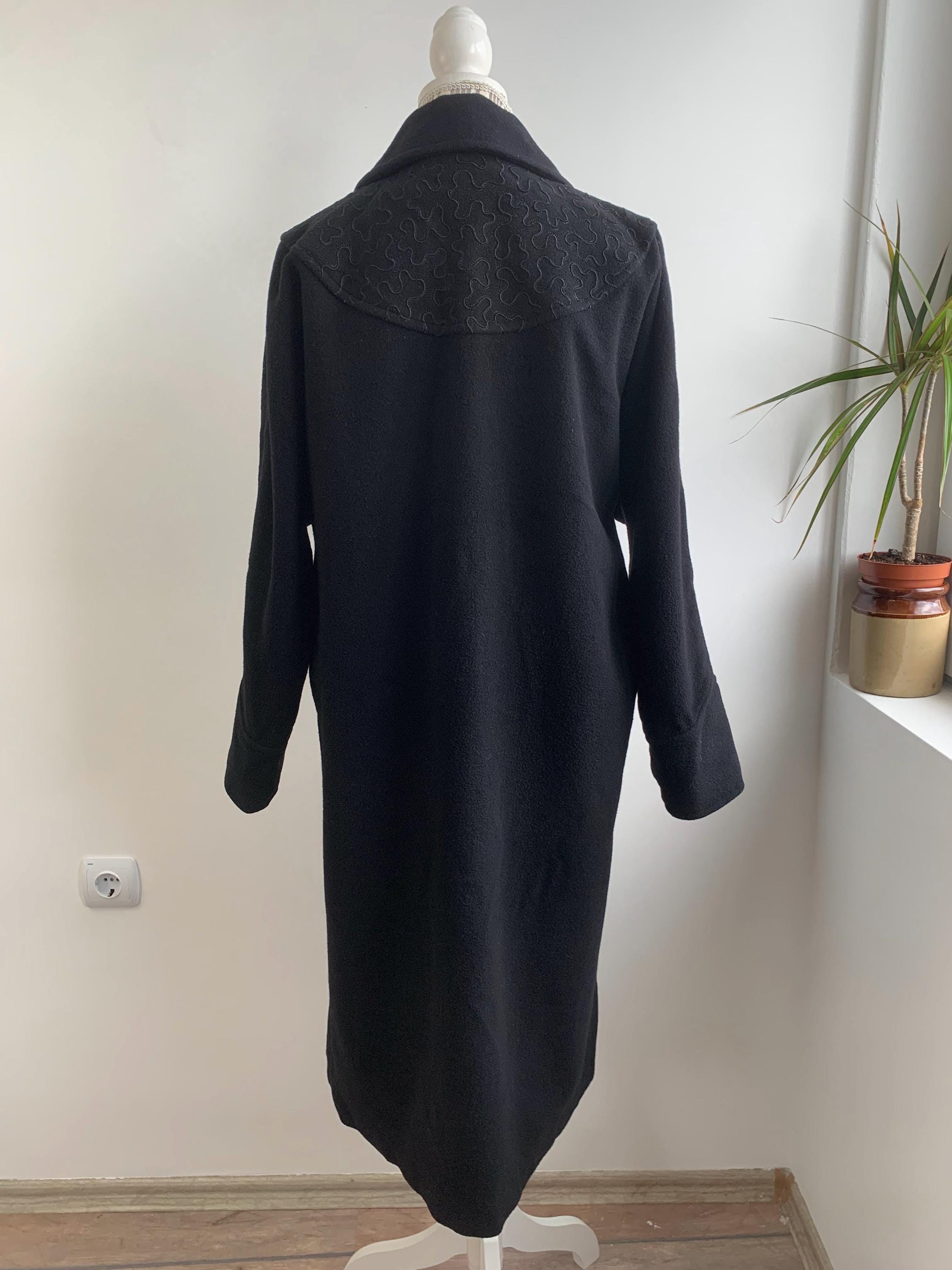 ジャケット・アウター 80s maxi wool long coat vintage 134cm Vintage 80s Black Wool Coat Size L, Long Wool Coat, Collared