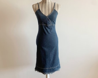 Thin Strap Slit Jean Dress - Etsy