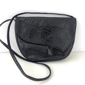 Petit sac à bandoulière pour femme, Sac à main en similicuir, Cartable en cuir noir, Sac à main végétalien en U en forme de U, Petit messager, Sacoche en vinyle