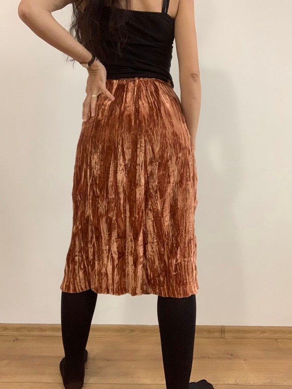 Crushed Velvet Skirt for Women Size S, Vintage 90… - image 2