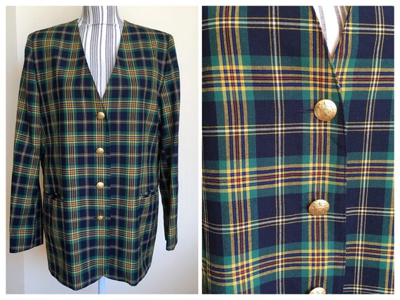 Vintage 80s Westerlind Oversized Checkered Blazer Jacket for Women