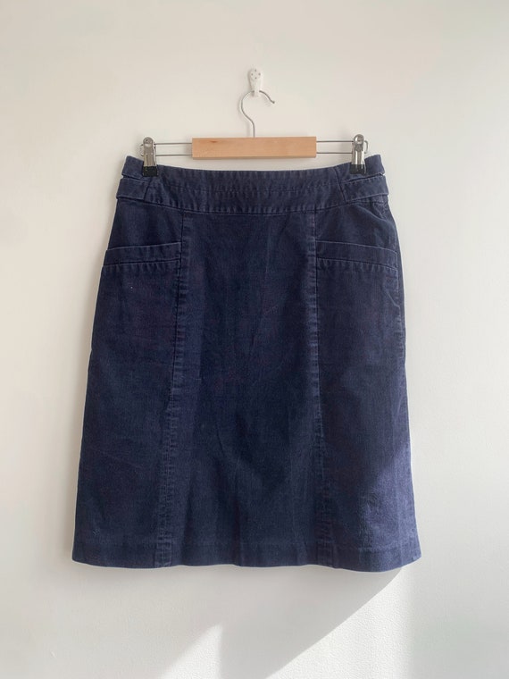 Vintage Navy Blue Corduroy Skirt for Women Size S 