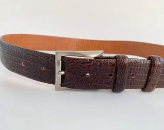 Buy Vintage Brown Patent Leather Reptile Croc Embossed Belt  display picture 2