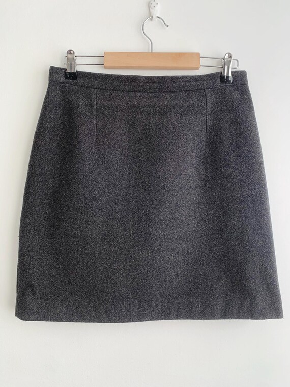 90s Mini Wool Skirt M, Grey Wool Skirt, Vintage Women's Skirt, Short Wool Skirt, Fall Winter High Waisted Skirt, Basic Wiggle Pencil Skirt