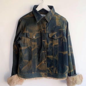 Y2k Fur Denim Jacket - Etsy