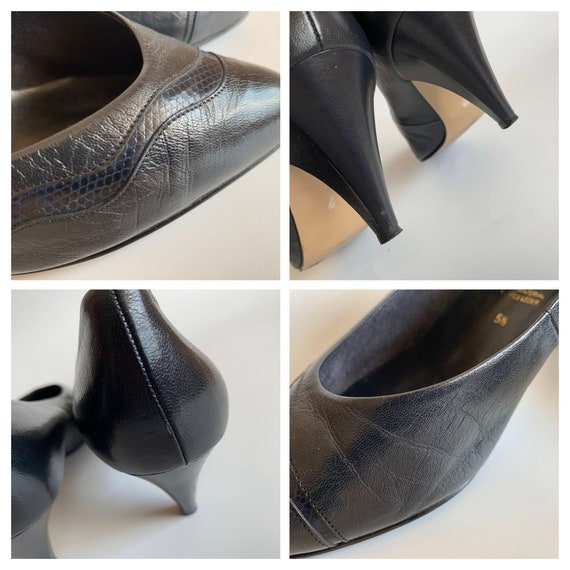 Black Leather Pumps, Pointy Toe Kitten Heel Shoes Siz… - Gem