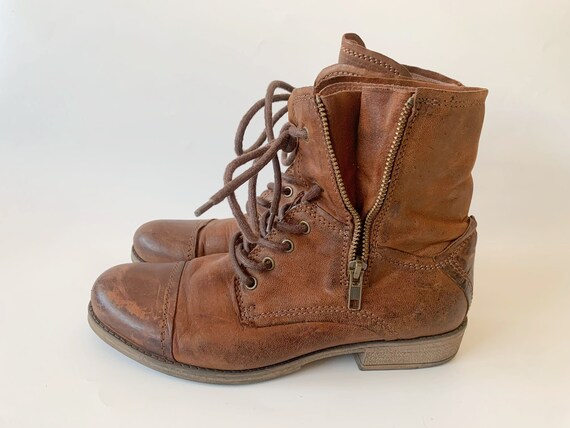 Combat boots woman heel 3 cm brown leather | Barca Stores