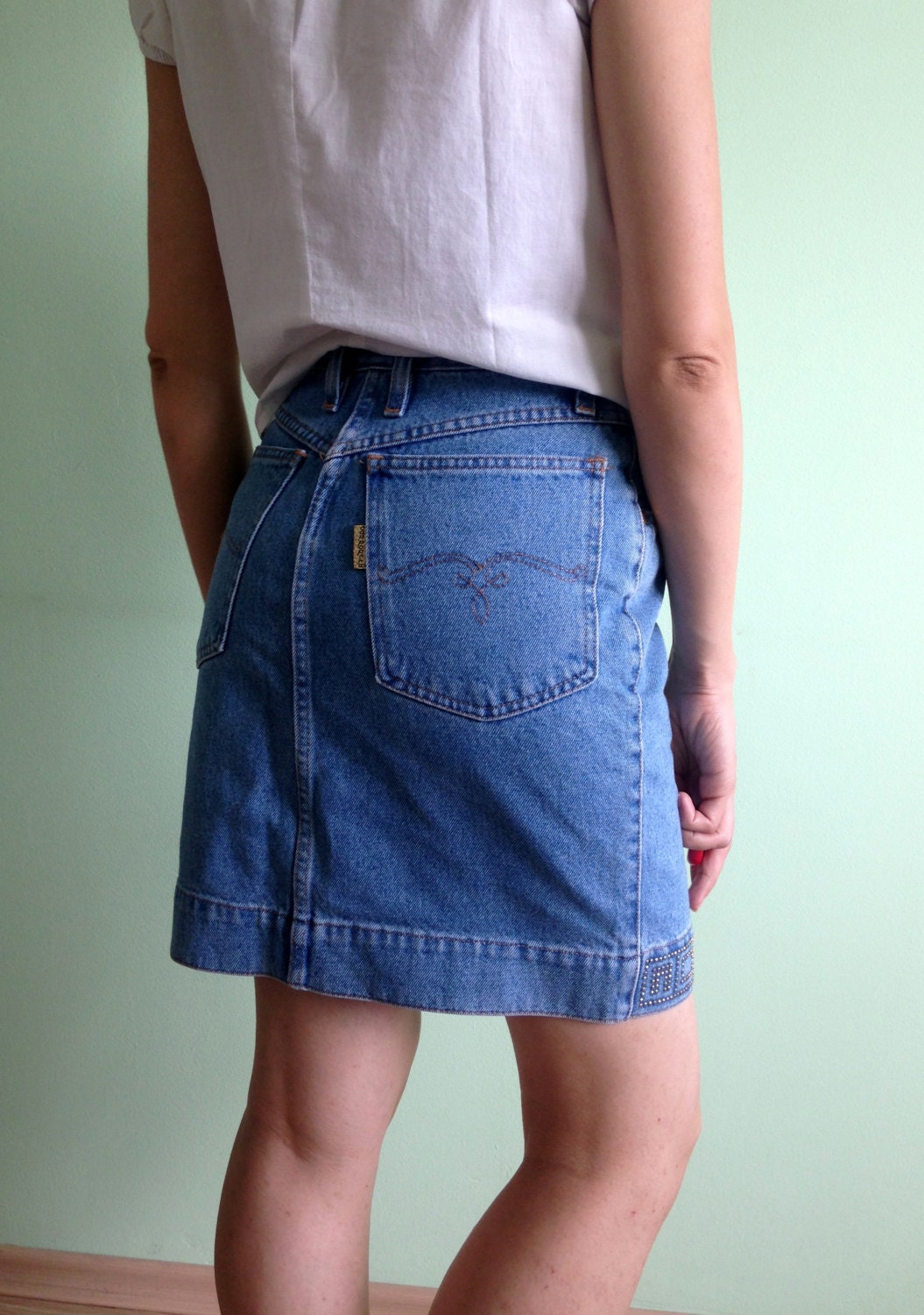 Denim Skirt High Waisted Skirt Size Small 80s Pencil Skirt - Etsy