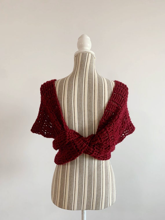 Écharpe Femme Rouge Tricotée En Laine - Chaud, Douce, Confortable Pour L'hiver, Unisexe, Style Snood, Pour Halloween Et Fêtes