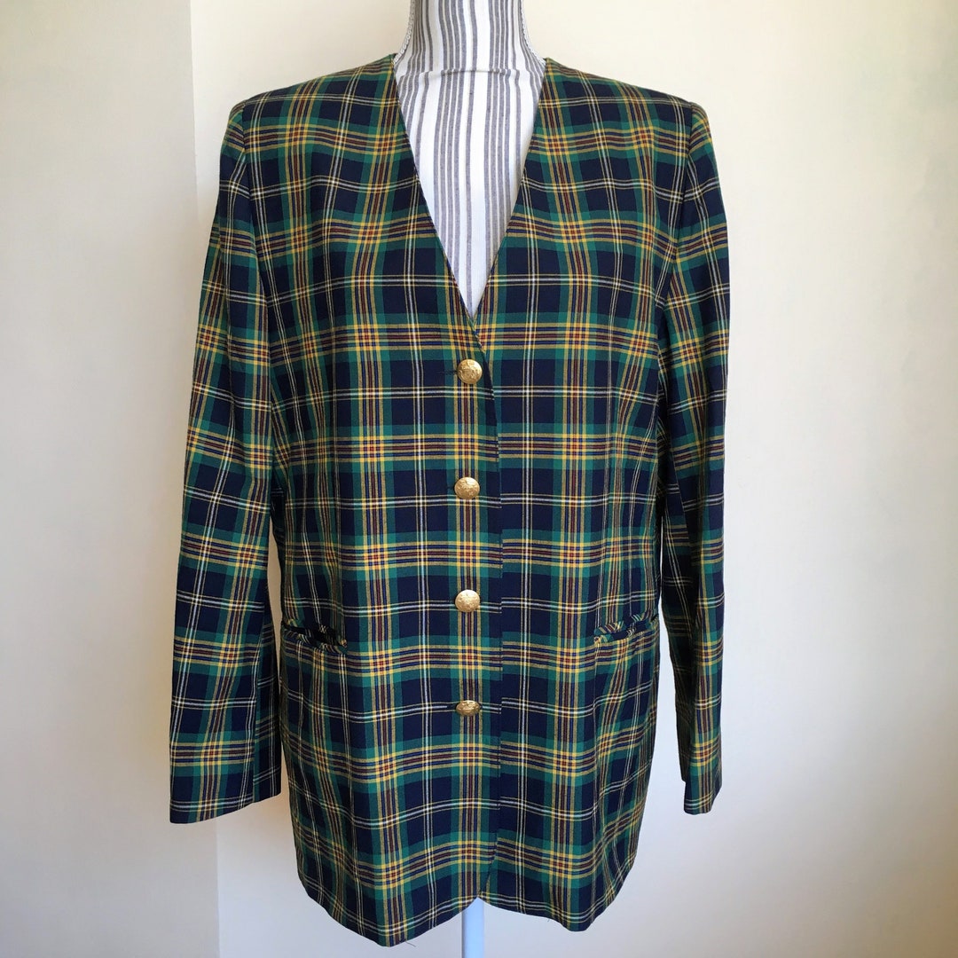 Vintage 80s Westerlind Oversized Checkered Blazer Jacket for Women