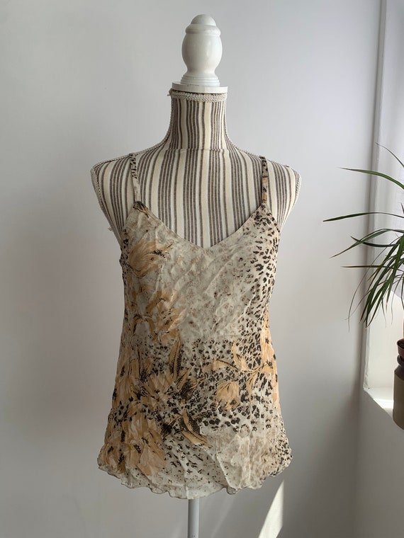 Vintage Summer Top with Spaghetti Straps Size S, 90s Sleeveless Blouse, Loose Tank Top, V-neck Blouse, Vacation Cami Top, Grunge Camisole