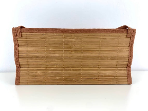 Vintage Wooden Handbag, Bamboo Slim Envelope Purs… - image 4