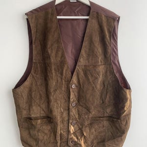 Gilet vintage en cuir suédé marron pour homme taille XL, gilet en cuir doux vieilli, gilet de moto motard, gilet à bascule, cadeau pour lui