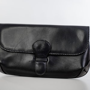 Black Clutch Purse, Real Leather Minimalist Handbag, 90s Shoulder Bag, Classic Purse, Clutch Wallet, Detachable Strap, Party Clutch