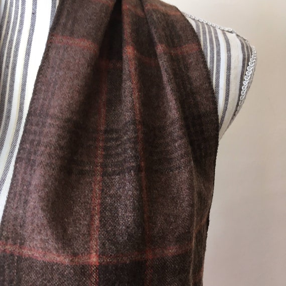 Vintage Thin Wool Scarf, Mens Plaid Scarf, Long C… - image 4
