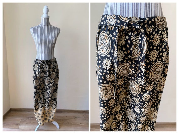 Vintage Tribal Wide Leg Harem Pants, Boho Floral … - image 1