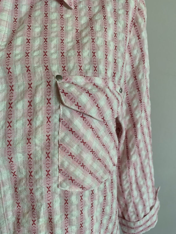 Vintage Textured Crepe Button Down Shirt for Wome… - image 8